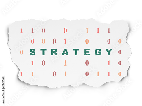 Business concept: Strategy on Torn Paper background