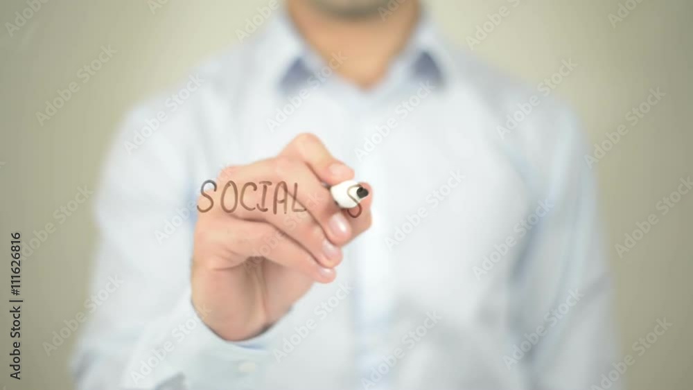 Social Security , man writing on transparent screen Social Security , man writing on transparent screen