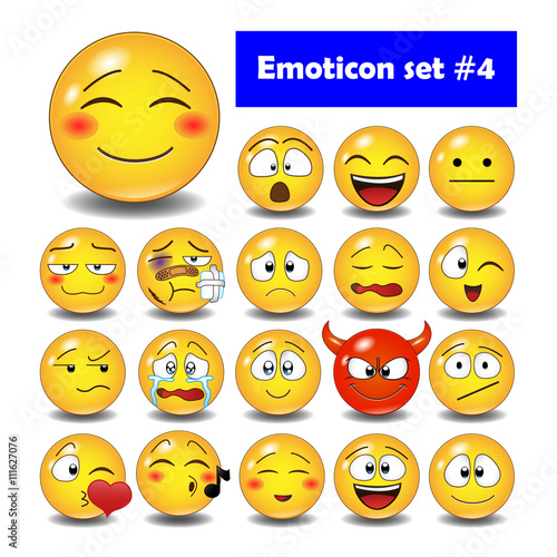 Set of cute smiley emoticons