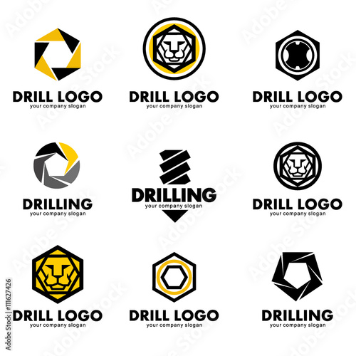Set of logos for the tool, drill bit, drilling