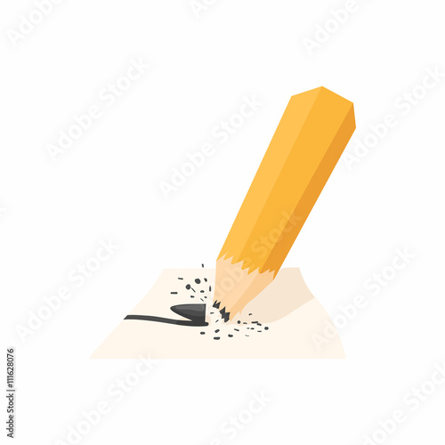 Pencil with a broken rod icon, cartoon style