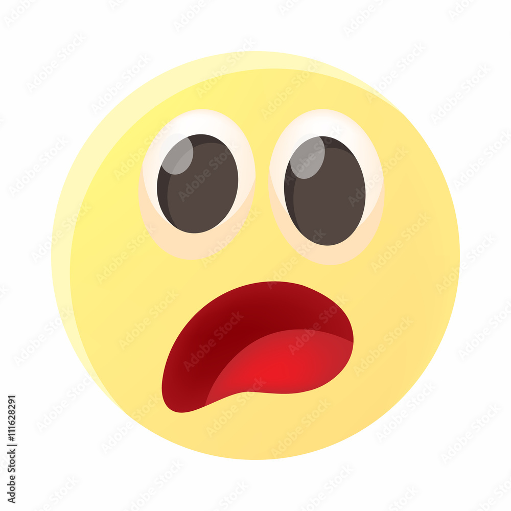 Fototapeta premium Frightened emoticon icon, cartoon style