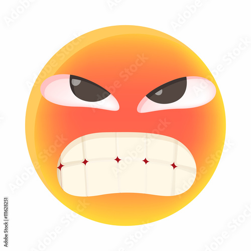 Angry emoticon icon, in cartoon style