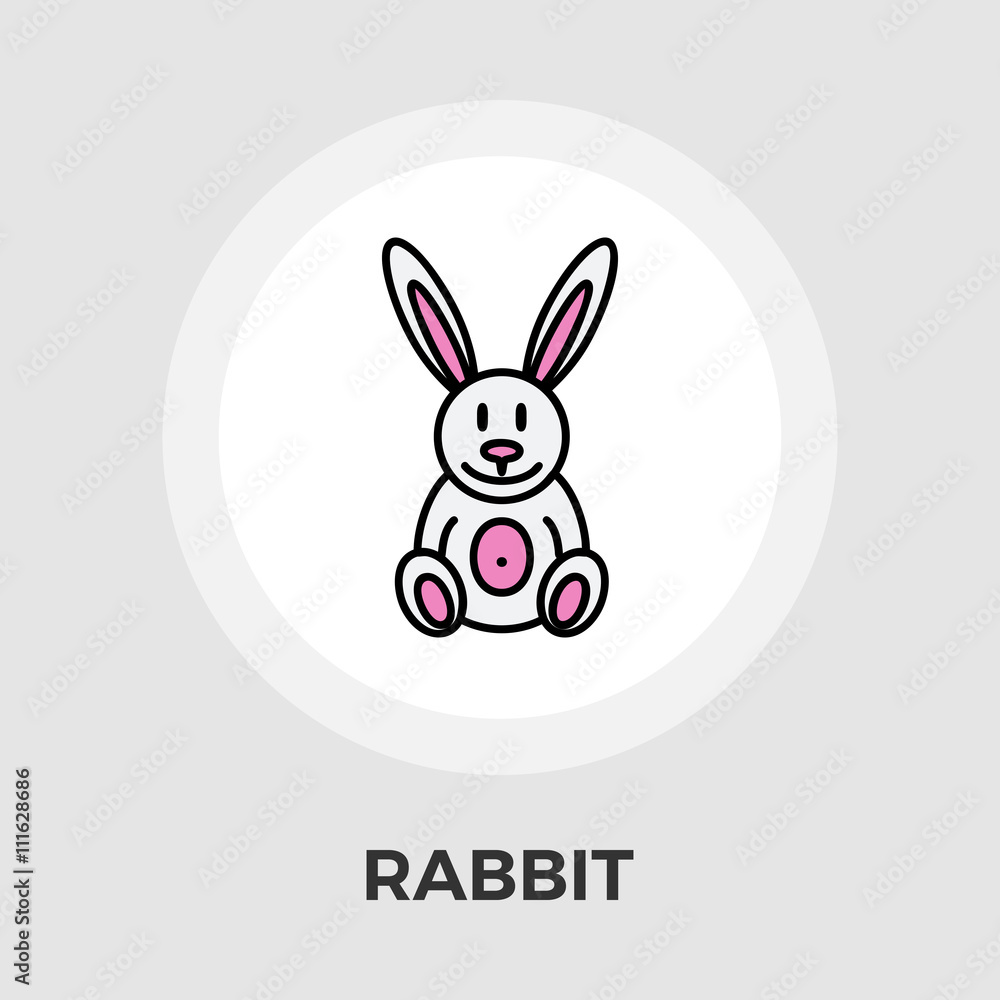 Fototapeta premium Rabbit toy vector flat icon