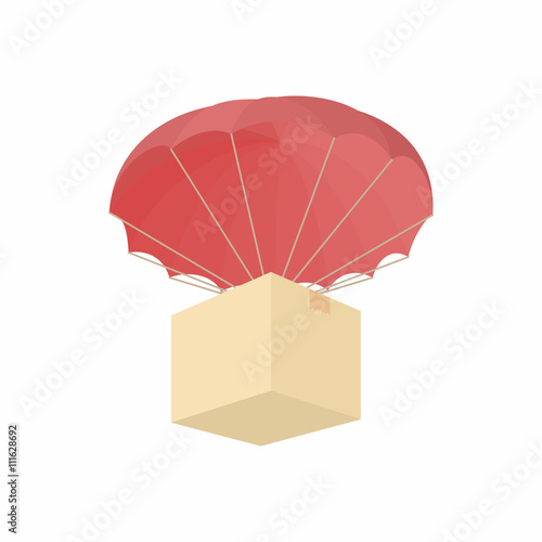 Humanitarian aid in a box with a parachute icon