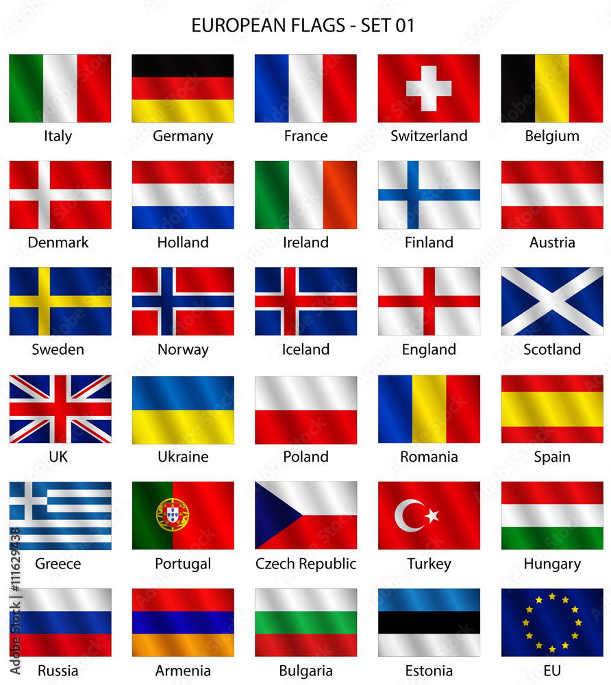 Set di bandiere europee vettoriali vector de Stock | Adobe Stock