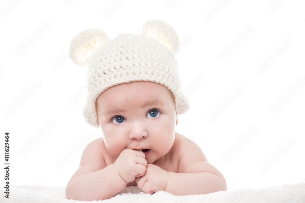 Close up headshot of a caucasian baby boy Close up headshot of a caucasian baby boy