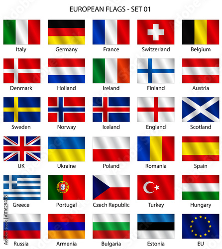 Set di bandiere europee vettoriali Stock Vector | Adobe Stock