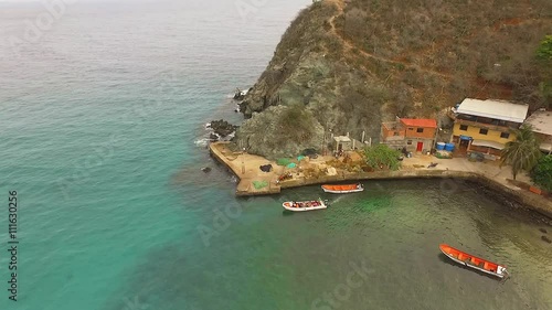 Aerial view of Chuao Bay or Chuao, Aragua State, Venezuela in the Caribbean sea. Chuao is best known to grow the best and finest cocoa in the world.