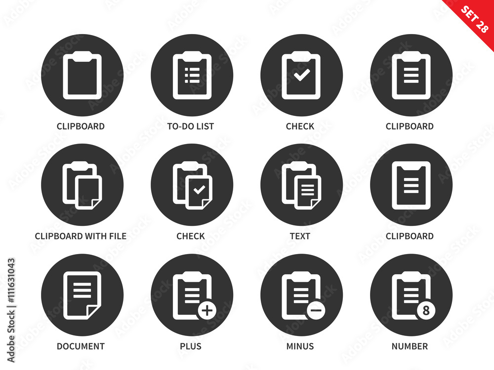 Clipboard icons on white background Clipboard icons on white background