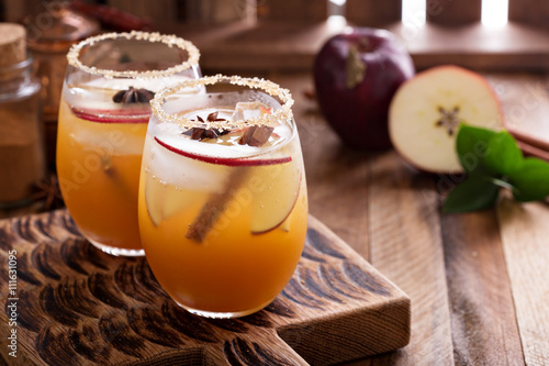 Apple cider cocktail with cinnamon photo