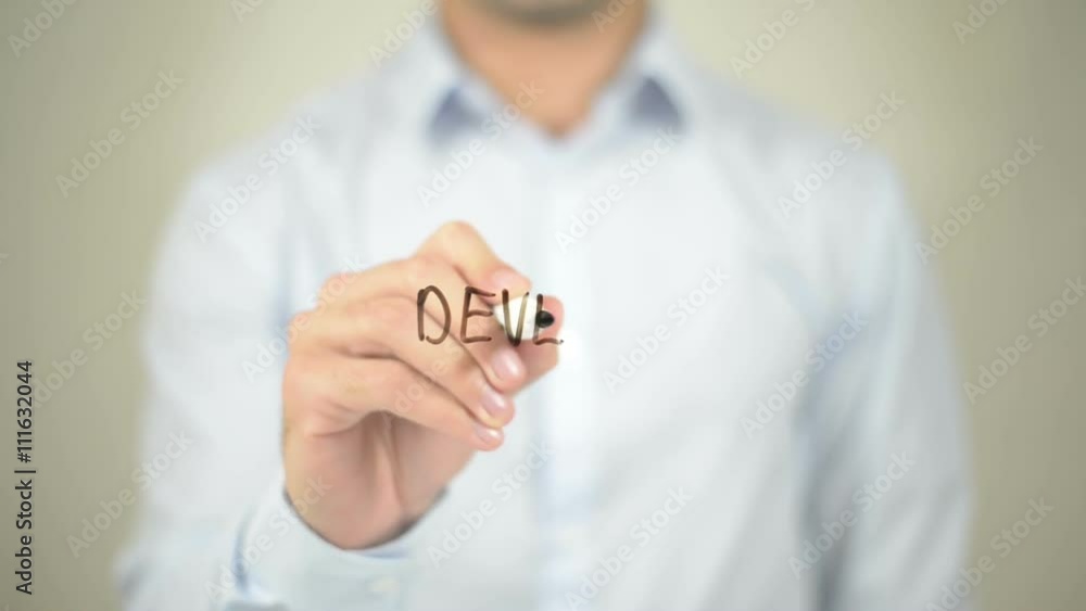 Develop, man writing on transparent screen Develop, man writing on transparent screen