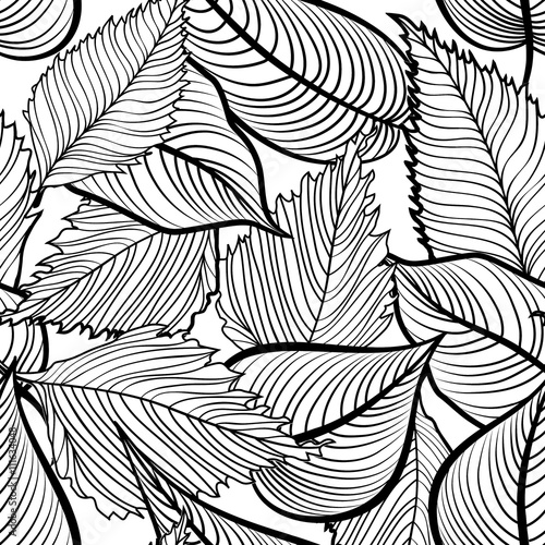 Floral seamless pattern. Leaves background Nature ornamental texture 