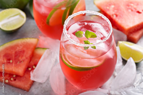 Watermelon cocktail with lime
