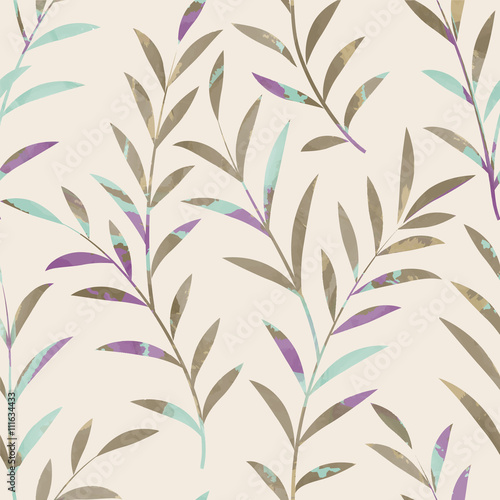 Floral seamless pattern. Leaves background. Nature ornamental background