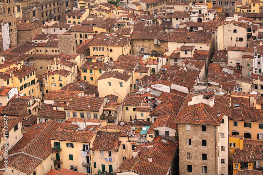 Florence bird eye view over terracotta roofs