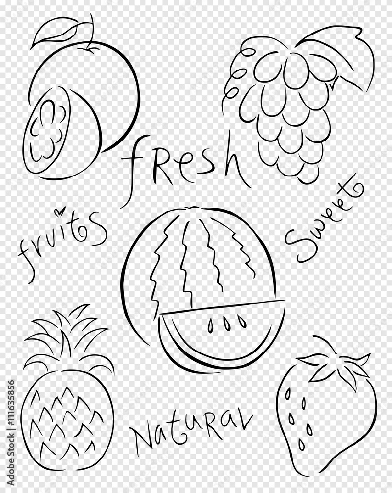 Vector fruits pattern. Fruits seamless background Vector fruits pattern. Fruits seamless background