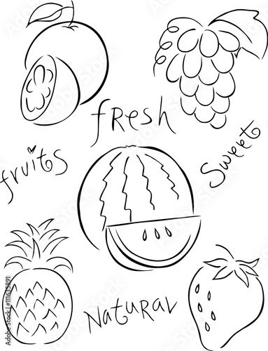 Vector fruits pattern. Fruits seamless background