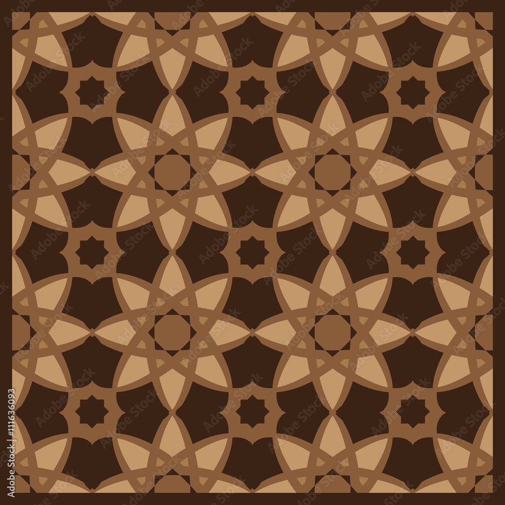 Fototapeta premium Arabesque Decorative Brown Wooden Tile Pattern