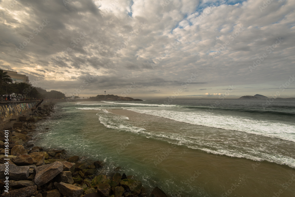 Arpoador Beach in Rio de Janeiro is under water because of the strong undertow