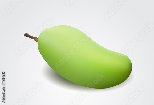 Green mango isolated on a white background