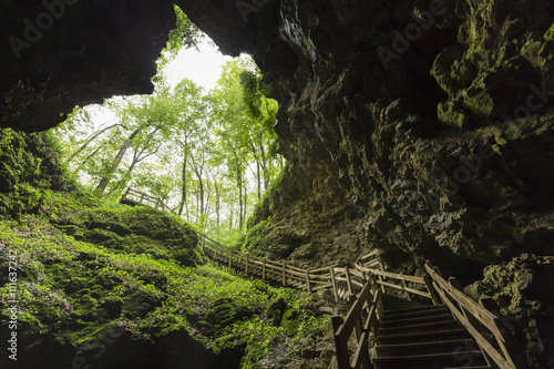 Cave Stairs / A set of stairs leading out of a cave. photo