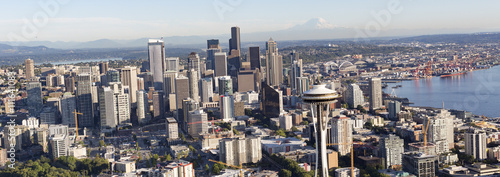 Seattle, Washington Urban Skyline Downtown City Aerial Panoramic View