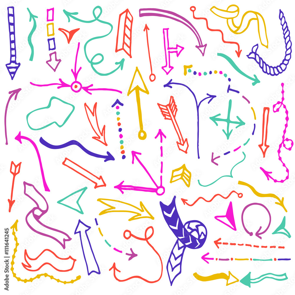 Fototapeta premium Cute colorful vintage hand drawn arrows.