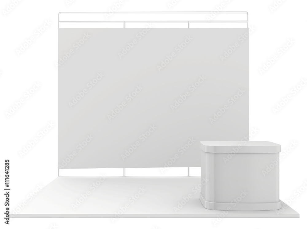 Blank exhibition stand. 3d render isolated on white background Blank exhibition stand. 3d render isolated on white background