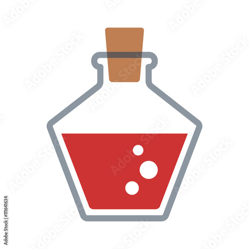 Red health or life healing potion decanter bottle flat icon for games and websites