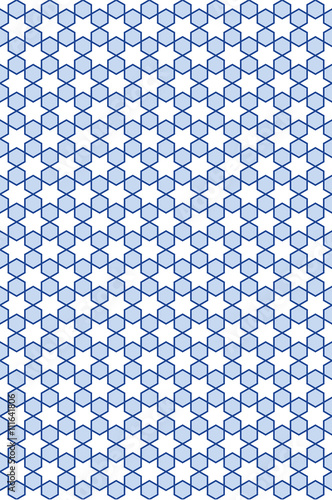 Blue seamless stellar pattern on a white background. Seamless pattern in the Islamic style. Girih. Islamic decorative art. Vector illustration