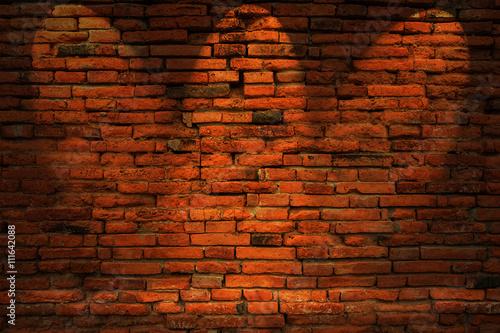 Low key photo of red brick wall