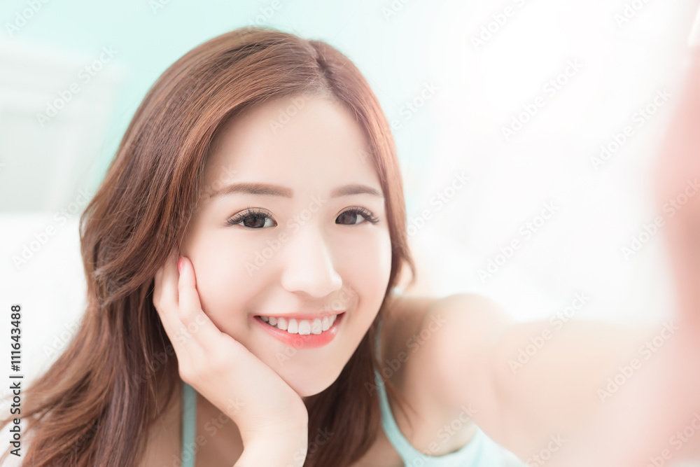 smile woman take a selfie smile woman take a selfie