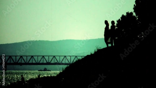 Silhouettes - retro, 1950's old camera footage
