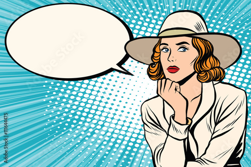 Retro lady thinks