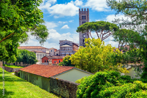 Old Italian town of Lucca. View from fortress wall. photo