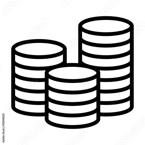 Stack of coins or casino chips line art icon for games and apps 