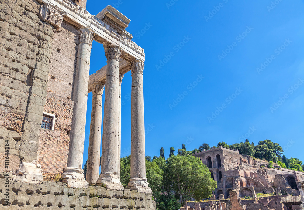 Temple of Antoninus and Faustina. Roman forum.