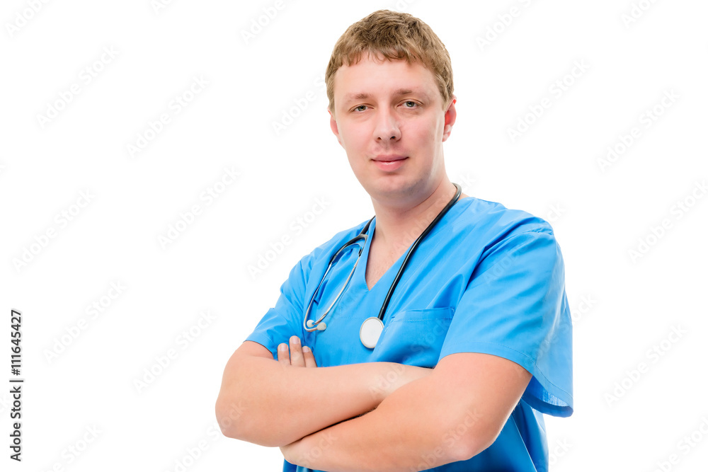 Portrait of successful doctors smiling on a white background Portrait of successful doctors smiling on a white background