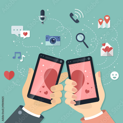 online dating flat design