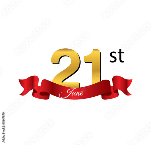 21 june golden calendar with red ribbon