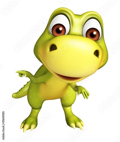 cute Dinosaur cartoon character  with pointing towards blank spa