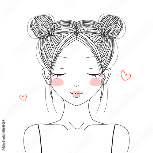 Cute girl with double buns