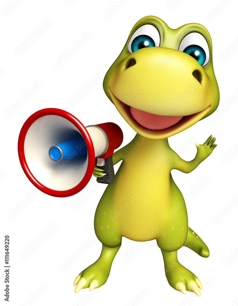 Fototapeta premium cute Dinosaur cartoon character with loudspeaker