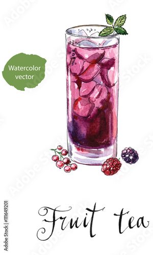 Glass of fruit tea with mint