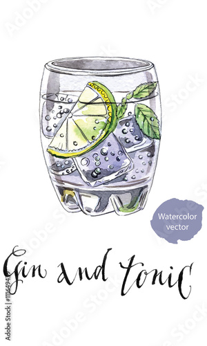 Glass of gin and tonic