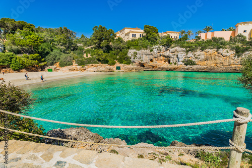 Idyllic view beach bay Majorca Cala Ferrera