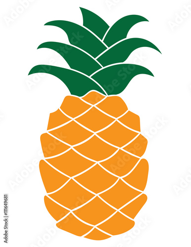 Flat pineapple icon isolated on white background.