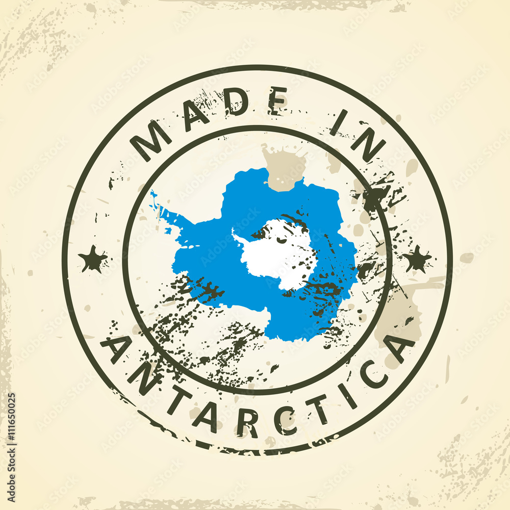 Stamp with map flag of Antarctica Stamp with map flag of Antarctica