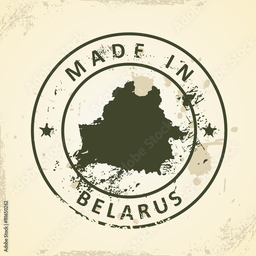 Stamp with map of Belarus